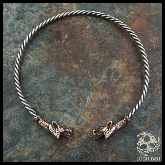 Torque celtique en bronze et argent - Bronze and silver torc